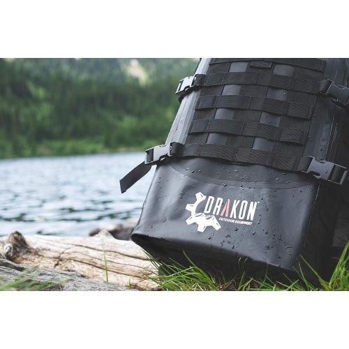  [아마존베스트]Drakon Outdoor Equipment Drakon Outdoors 40L Waterproof Dry Bag Survival Backpack - Roll Top Go-Bag Perfect for Hunting, Camping, Boating, Kayaking - Black Padded Adjustable Straps With MOLLE System