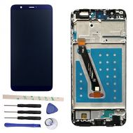 Draxlgon LCD Display Touch Screen Digitizer Assembly Replacement for Huawei P Smart FIG-LX3 FIG-LX2 FIG-LX1 FIG-L21 FIG-L22 FIG-LA1 5.65 (Blue with Frame)