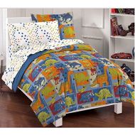 Dream Factory Dino Blocks Blue Prints Boys Comforter Set, Full