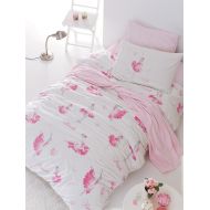 Dream DecoMood Ballerina Bedding Set, 100% Cotton Single/Twin Size Quilt/Duvet Cover Set with Fitted Sheet, Girl’s Bedding Linens, Pink, (3 Pcs)