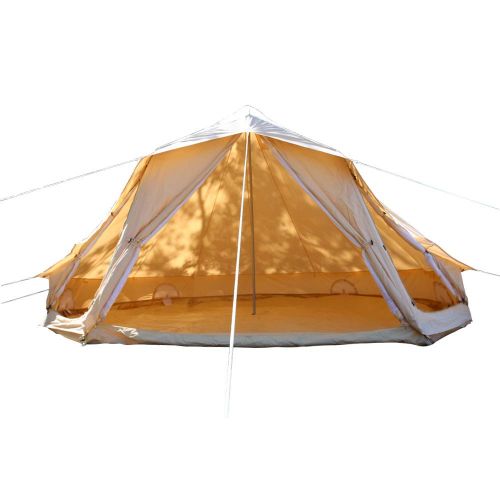  Dream UNISTRENGH Luxury Outdoor Waterproof Four Season Family Camping and Winter Glamping Cotton Canvas Yurt Bell Tent with Roof Stove Jacket, Mosquito Screen Door and Windows