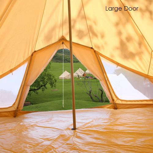  Dream UNISTRENGH Luxury Outdoor Waterproof Four Season Family Camping and Winter Glamping Cotton Canvas Yurt Bell Tent with Roof Stove Jacket, Mosquito Screen Door and Windows