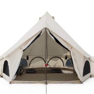 Dream White Duck Outdoors Premium Luxury Avalon Canvas Bell Tent with Stove Jack, Bug mesh for All Season Camping and Glamping