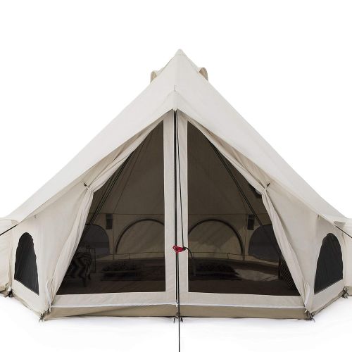  Dream White Duck Outdoors Premium Luxury Avalon Canvas Bell Tent with Stove Jack, Bug mesh for All Season Camping and Glamping