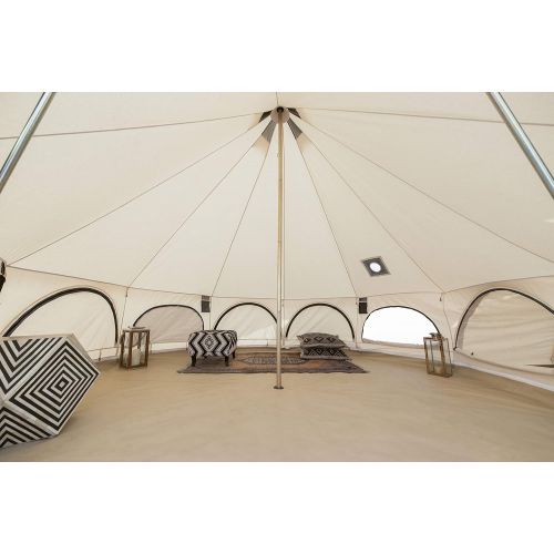  Dream White Duck Outdoors Premium Luxury Avalon Canvas Bell Tent with Stove Jack, Bug mesh for All Season Camping and Glamping