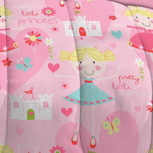  Dream Factory Pretty Princess Ultra Soft Microfiber Girls Comforter Set, Pink, Twin