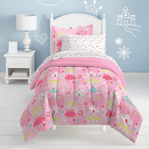  Dream Factory Pretty Princess Ultra Soft Microfiber Girls Comforter Set, Pink, Twin