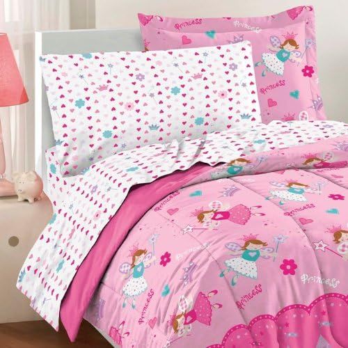  [아마존베스트]Dream Factory Magical Princess Ultra Soft Microfiber Girls Comforter Set, Pink, Twin