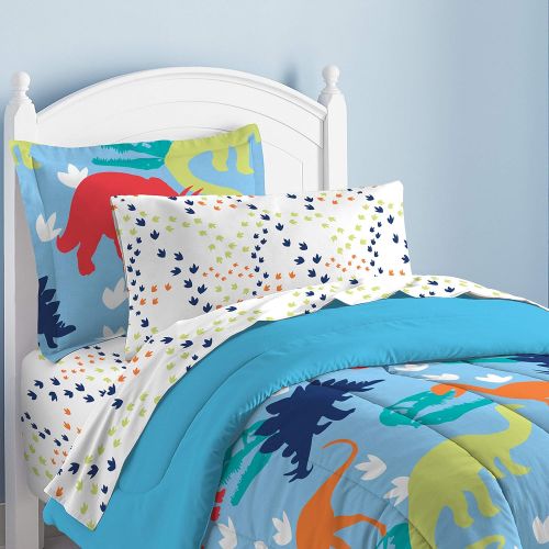  [아마존베스트]Dream Factory Dinosaur Prints Boys Comforter Set, Multi-Colored, Twin