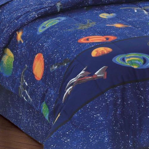  [아마존베스트]Dream Factory Outer Space Satellites Boys Comforter Set, Blue, Twin