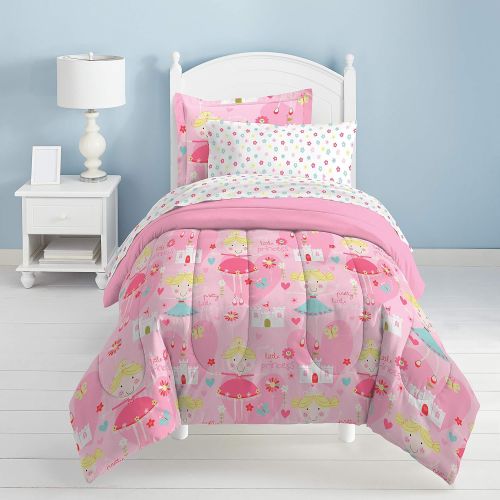  Dream Factory Pretty Princess Ultra Soft Microfiber Girls Comforter Set, Pink, Twin