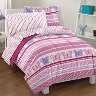 Dream FACTORY Dream Factory Butterfly Dots Ultra Soft Microfiber Girls Comforter Set, Pink, Full