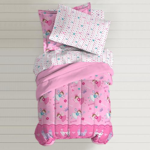  Dream Factory Magical Princess 4 Piece Bedding Set, Toddler, Pink