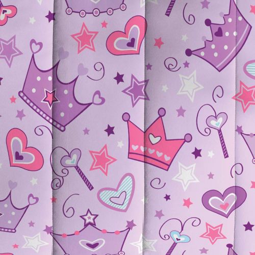  Dream Factory Purple Princess Hearts And Crowns Girls Comforter Set, Multi, Twin