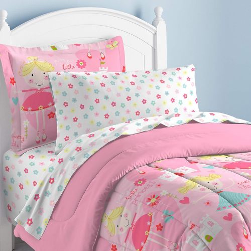  Dream Factory Pretty Princess Ultra Soft Microfiber Girls Comforter Set, Pink, Full