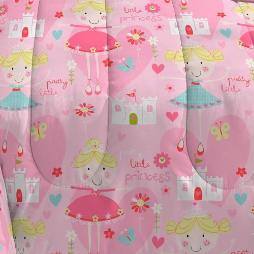  Dream Factory Pretty Princess Ultra Soft Microfiber Girls Comforter Set, Pink, Full