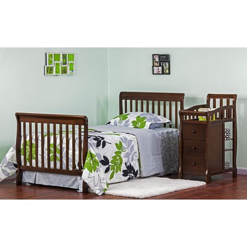  Dream On Me, Jayden, 4-in-1 Portable Convertible Mini Crib With Changer, Espresso