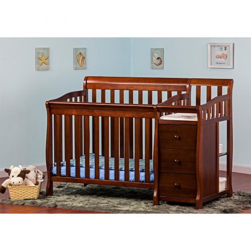  Dream On Me Dream on Me Jayden 4-in-1 Portable Convertible Crib with Changer Conversion Post, Cherry