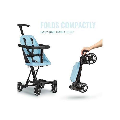  Dream On Me Lightweight and Compact Coast Rider Stroller with One Hand Easy Fold, Adjustable Handles and Soft Ride Wheels, Sky Blue