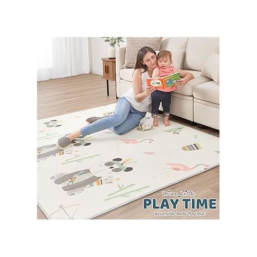  Play Time Reversible Baby Play Mat Foldable Extra Large Thick Foam Crawling Playmats for Toddlers Waterproof Portable Playmat , Goofy Den