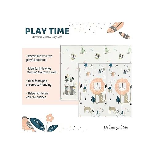  Play Time Reversible Baby Play Mat Foldable Extra Large Thick Foam Crawling Playmats for Toddlers Waterproof Portable Playmat , Goofy Den