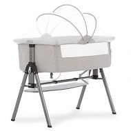 Lotus Bassinet and Bedside Sleeper in Grey, Lightweight and Portable Baby Bassinet, Adjustable Height Position, Easy to Fold and Carry Travel Bassinet- Carry Bag Included
