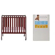 3-in-1 Folding Portable Crib with Dream On Me 3 Portable Crib Mattress, White