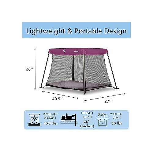  Travel Light Playard in Pink, Lightweight, Portable and Easy to Carry Baby Playard, Indoor and Outdoor - With a Soft and Comfortable Mattress Pad