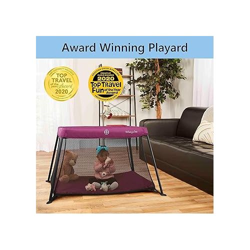  Travel Light Playard in Pink, Lightweight, Portable and Easy to Carry Baby Playard, Indoor and Outdoor - With a Soft and Comfortable Mattress Pad