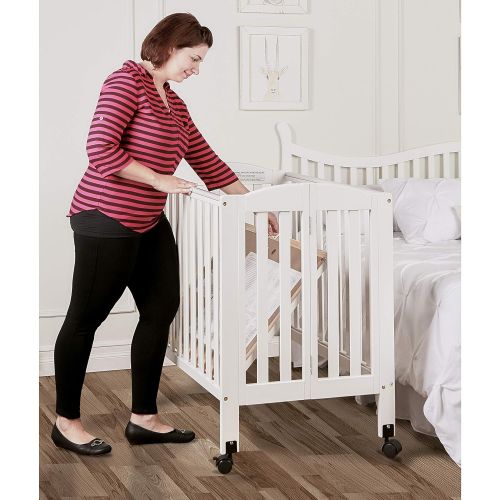  Dream On Me 2 in 1 Portable Folding Stationary Side Crib, Natural