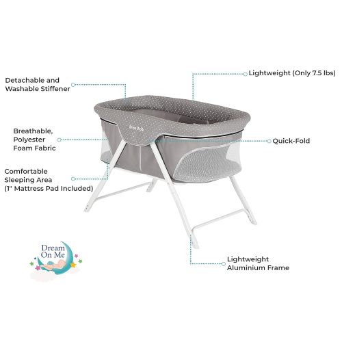  Dream On Me Traveler Portable Bassinet, Cloud Grey