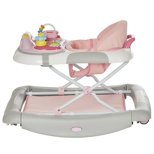  Dream On Me 2 in 1 Crossover Musical Walker and Rocker, Pink and Grey