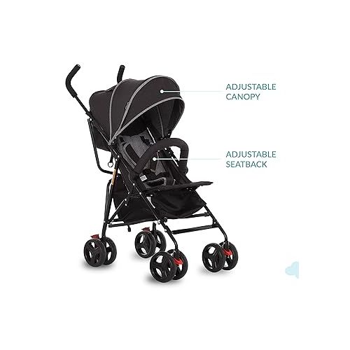  Vista Moonwalk Baby Stroller in Black, Lightweight Infant Stroller with Compact Fold, Multi-Position Recline Umbrella Stroller with Canopy, Extra Large Storage and Cup Holder