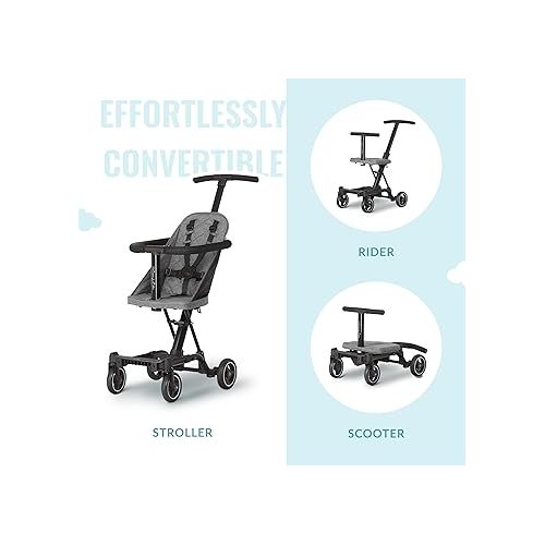  Lightweight And Compact Coast Rider Stroller With One Hand Easy Fold, Adjustable Handles And Soft Ride Wheels, Grey