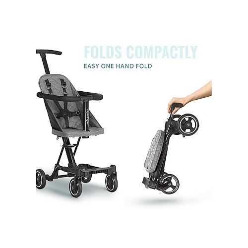  Lightweight And Compact Coast Rider Stroller With One Hand Easy Fold, Adjustable Handles And Soft Ride Wheels, Grey