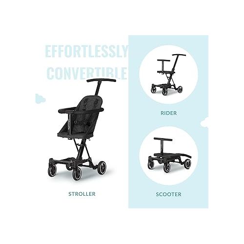  Lightweight and Compact Coast Rider Stroller with One Hand Easy Fold, Adjustable Handles and Soft Ride Wheels, Black