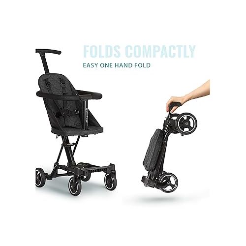  Lightweight and Compact Coast Rider Stroller with One Hand Easy Fold, Adjustable Handles and Soft Ride Wheels, Black