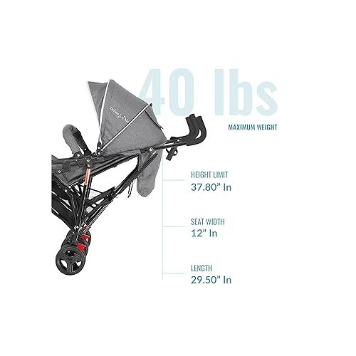  Volgo Twin Umbrella Stroller in Gray, Lightweight Double Stroller for Infant & Toddler, Compact Easy Fold, Large Storage Basket, Large and Adjustable Canopy