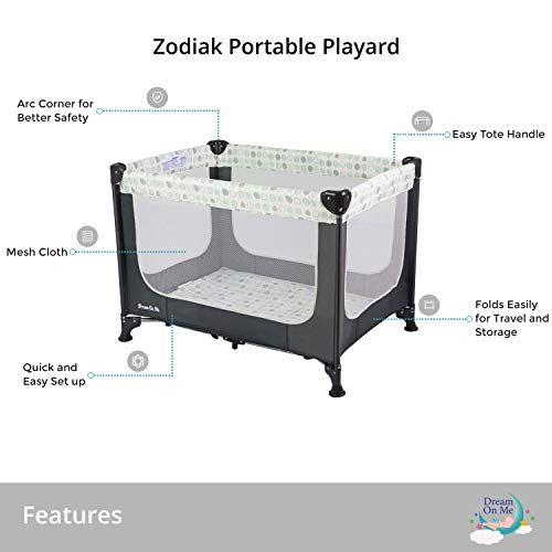  [아마존베스트]Dream On Me Zodiak Portable Playard, Grey