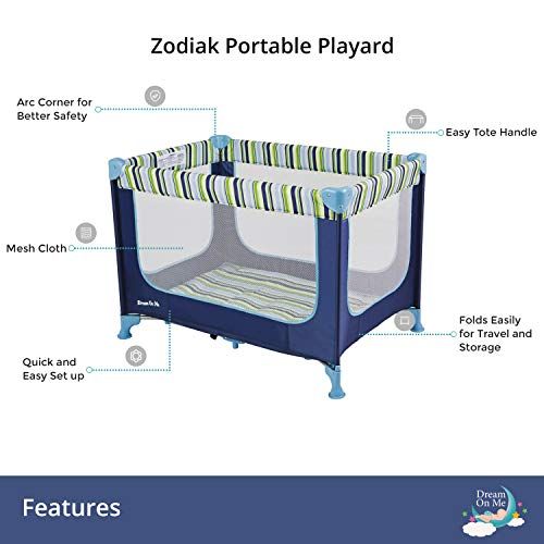  [아마존베스트]Dream On Me Zodiak Portable Playard, Navy