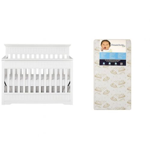  Dream On Me Chesapeake 5-In-1 Convertible Crib with Dream On Me Spring Crib and Toddler Bed Mattress, Twilight