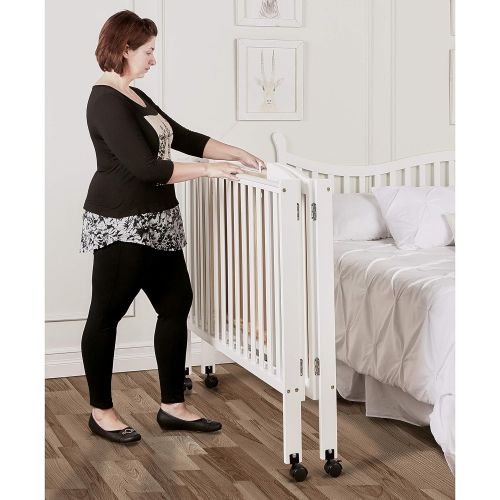  Dream On Me 3 in 1 Portable Folding Stationary Side Crib, White