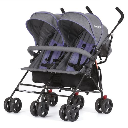  Dream On Me Volgo Twin Umbrella Stroller, PurpleDark Grey