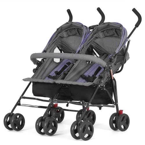  Dream On Me Volgo Twin Umbrella Stroller, PurpleDark Grey