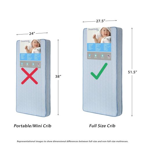  Dream On Me 4 Full Size Foam Crib and Toddler Bed Mattress (Packaging May Vary)