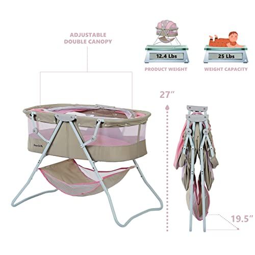  Dream On Me Karley Bassinet in Grey and Pink