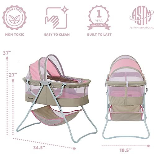  Dream On Me Karley Bassinet in Grey and Pink