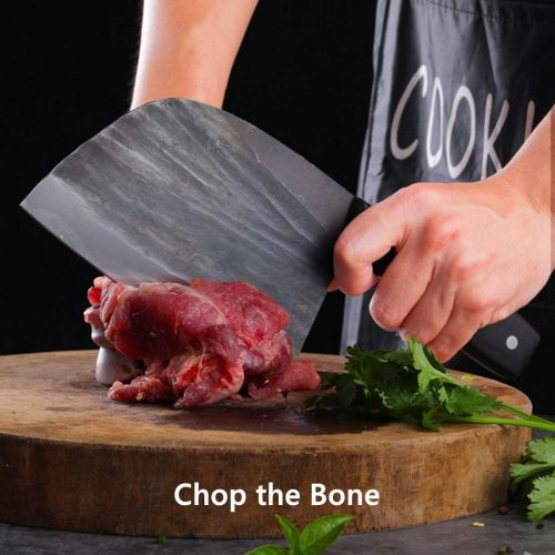  [아마존베스트]Dream Reach Professional Butcher Knife Handmade Forged Kitchen Chef Knife Full Tang High Carbon Clad Steel Butcher Cleaver with Leather Knife Sheath