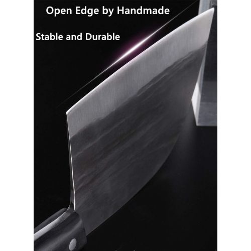  [아마존베스트]Dream Reach Professional Butcher Knife Handmade Forged Kitchen Chef Knife Full Tang High Carbon Clad Steel Butcher Cleaver with Leather Knife Sheath