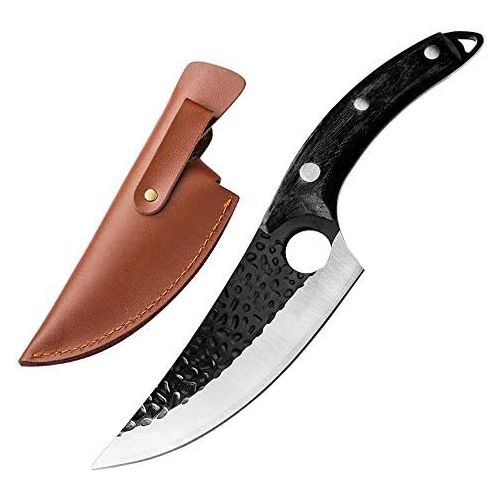  [아마존베스트]Dream Reach Butcher Knife Hand Forged Boning Knife Chefs Knife with Leather Case and Gift Box Filleting Knife Meat Knife Full Tang Kitchen Knife for Home, Excursion, BBQ